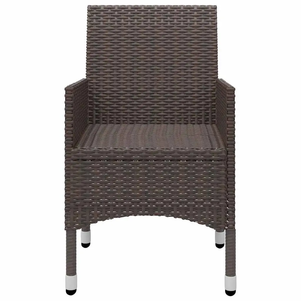 7 Piece Garden Dining Set Brown Acacia Wood Table Steel Frame PE Rattan Chairs