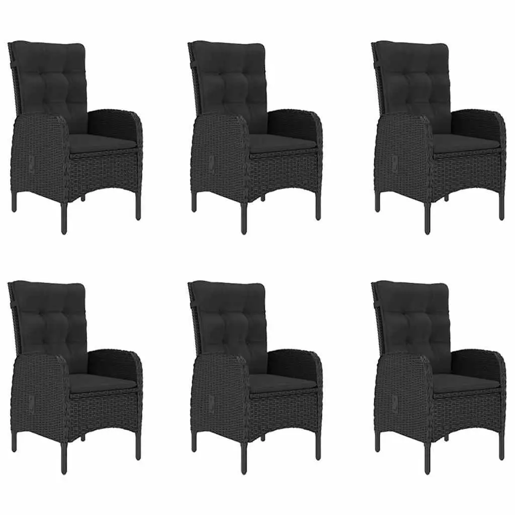 Garden Dining Set 7 Piece Outdoor Table Chairs Black Acacia Wood PE Rattan