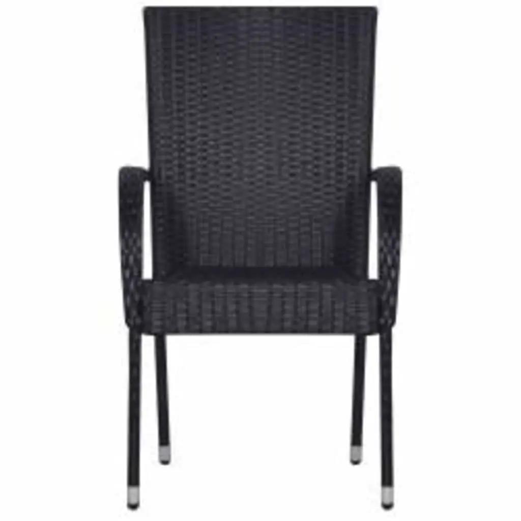 7 Piece Outdoor Dining Set Garden Table Chairs Acacia Wood Steel Rattan Black