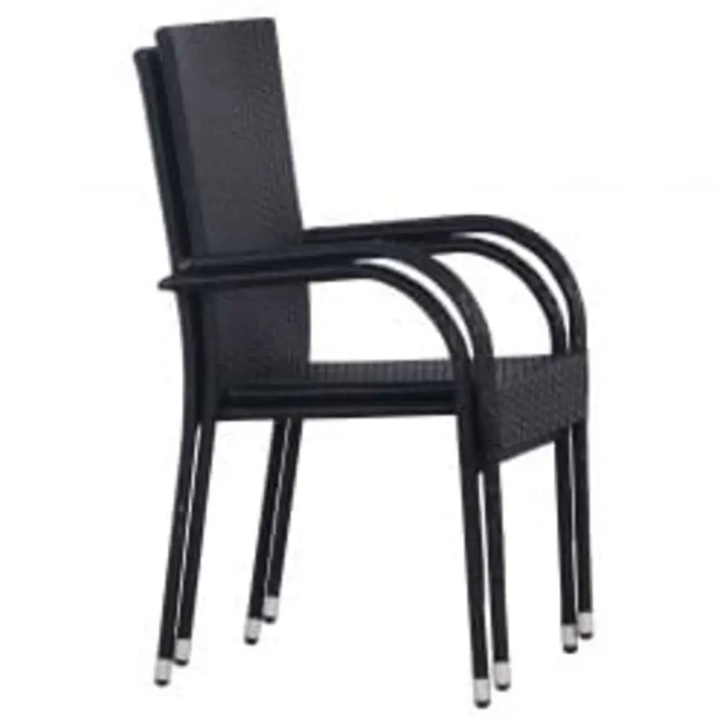7 Piece Outdoor Dining Set Garden Table Chairs Acacia Wood Steel Rattan Black