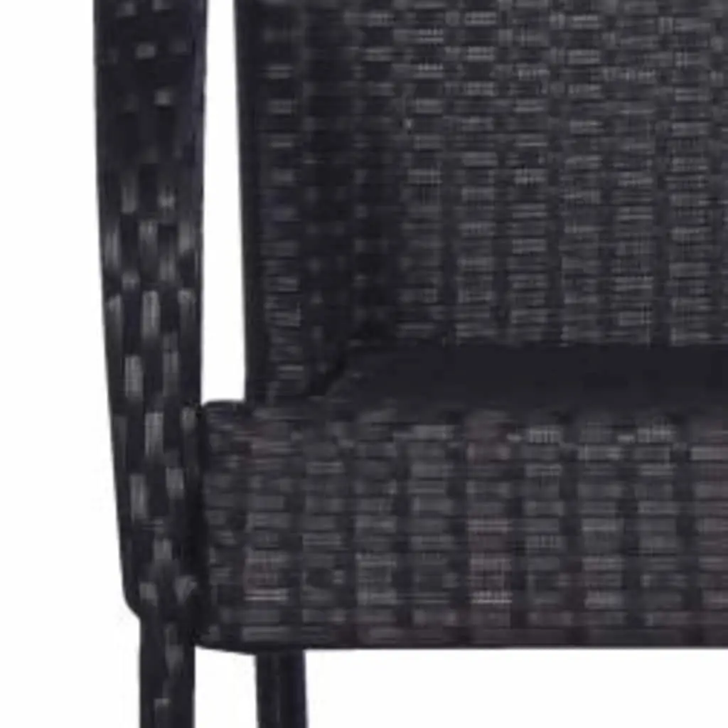7 Piece Outdoor Dining Set Garden Table Chairs Acacia Wood Steel Rattan Black