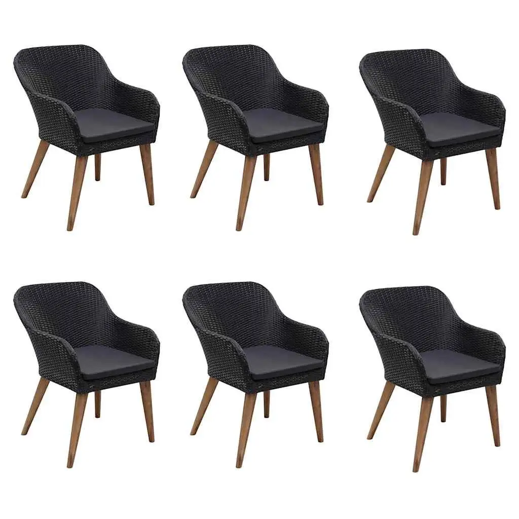 7 Piece Garden Dining Set Outdoor Table Chairs Black