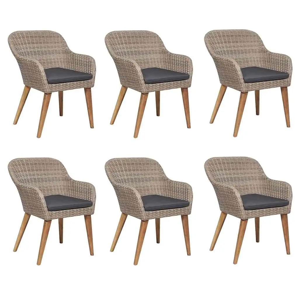 Garden Dining Set 7 Piece Outdoor Furniture Brown Table Chairs Rattan