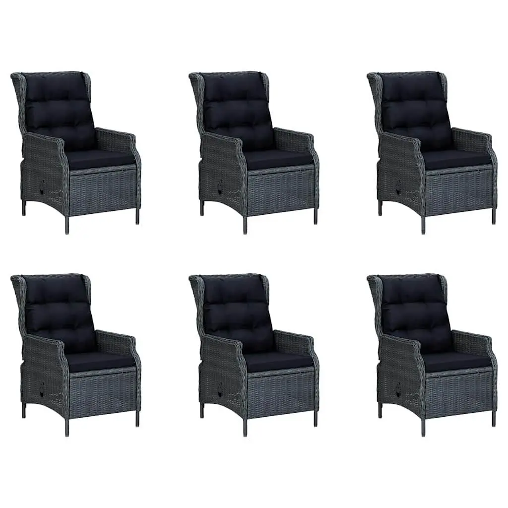 Garden Dining Set 7 Piece Outdoor Table Chair Rattan Steel Frame Grey