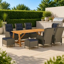Warm and Functional 9-Piece Outdoor Dining Set
