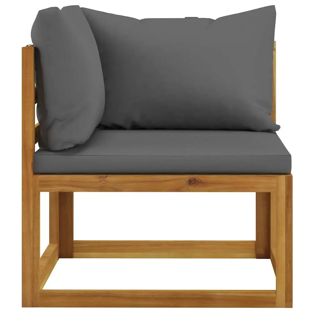 Garden Bench Outdoor Seating 2-Seater Acacia Wood Frame Padded Cushions Grey