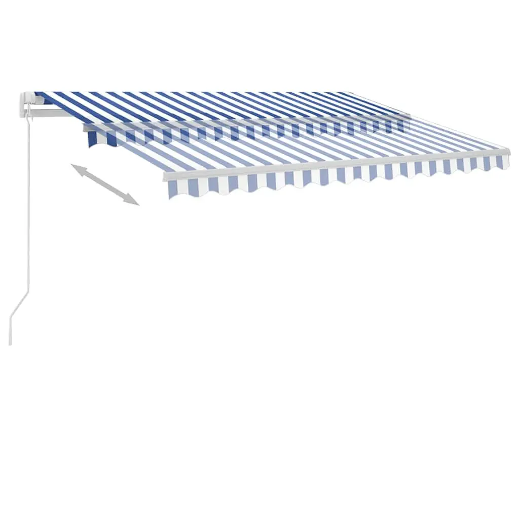 Freestanding Retractable Awning Manual Operation 300x250 cm Outdoor Patio Sun Shade Blue