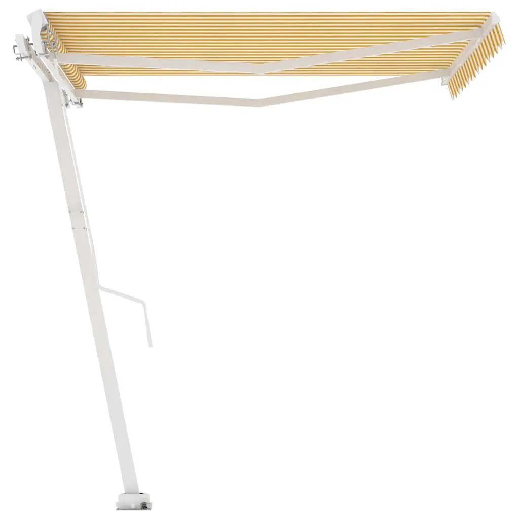 Freestanding Retractable Awning Manual 300x250 cm Yellow White