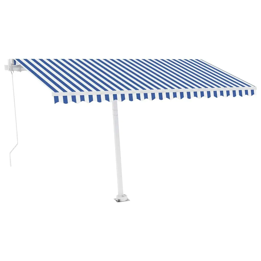 Freestanding Retractable Awning Manual Operation 400x300cm Outdoor Patio Sun Shade Blue