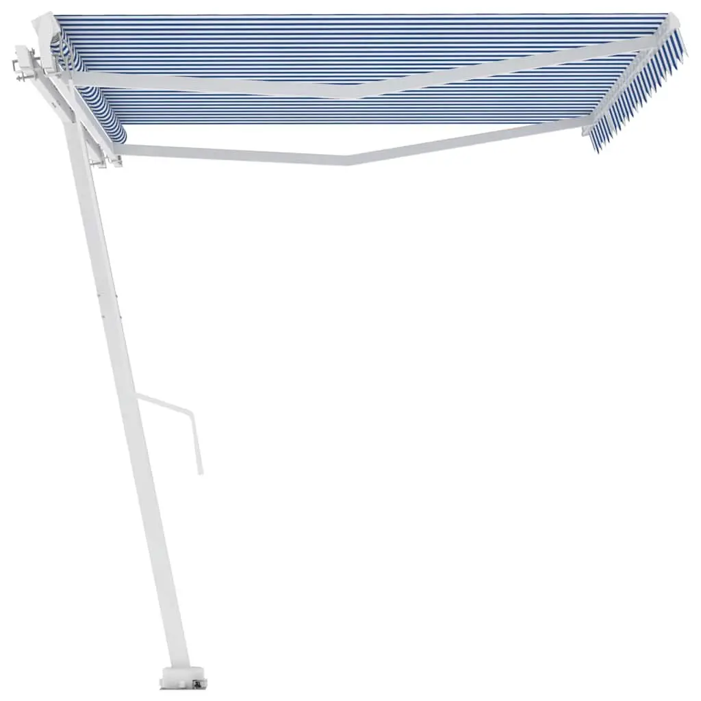 Freestanding Retractable Awning Manual Operation 400x300cm Outdoor Patio Sun Shade Blue