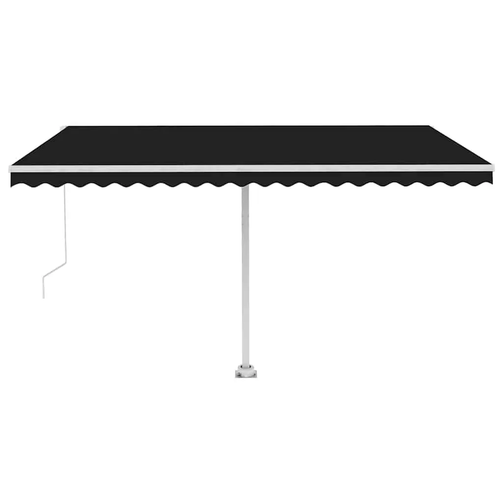 Freestanding Manual Retractable Awning Outdoor Patio Sun Shade 400x300 cm Anthracite