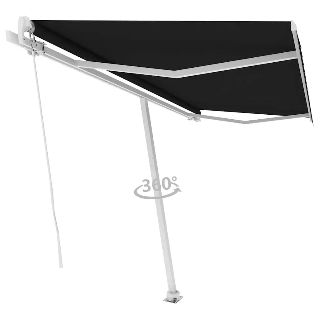 Freestanding Manual Retractable Awning Outdoor Patio Sun Shade 400x300 cm Anthracite