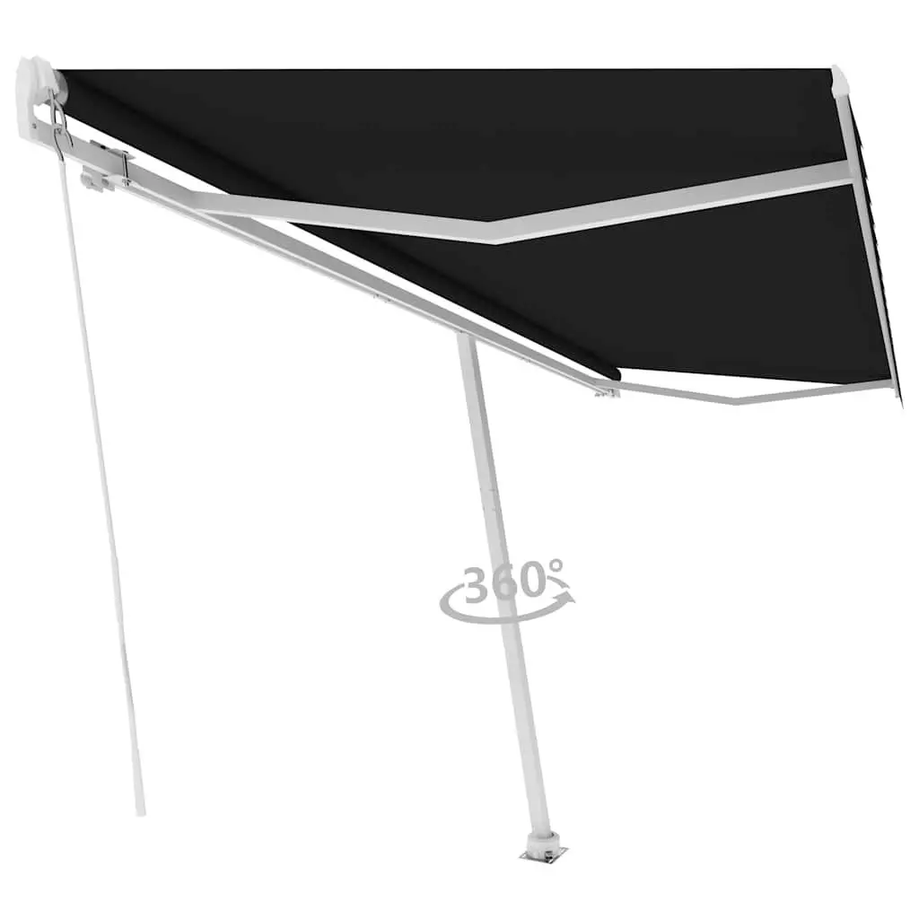 Freestanding Retractable Awning Manual 500x300 cm Anthracite Outdoor Patio Shade