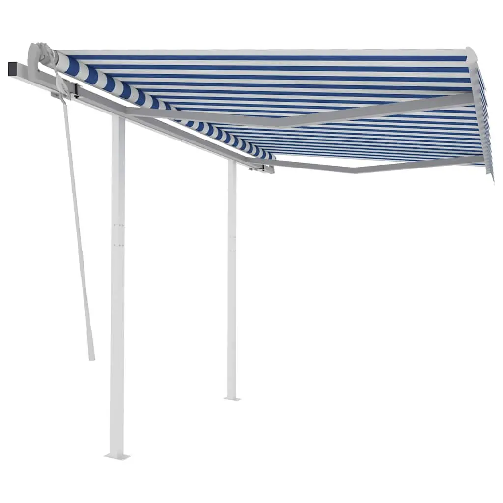 Manual Retractable Awning Sun Shade 3x2.5m Blue White Outdoor