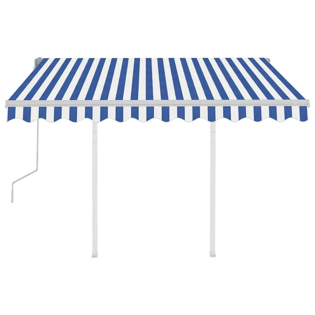 Manual Retractable Awning Sun Shade 3x2.5m Blue White Outdoor