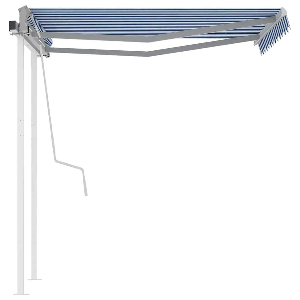 Manual Retractable Awning Sun Shade 3x2.5m Blue White Outdoor