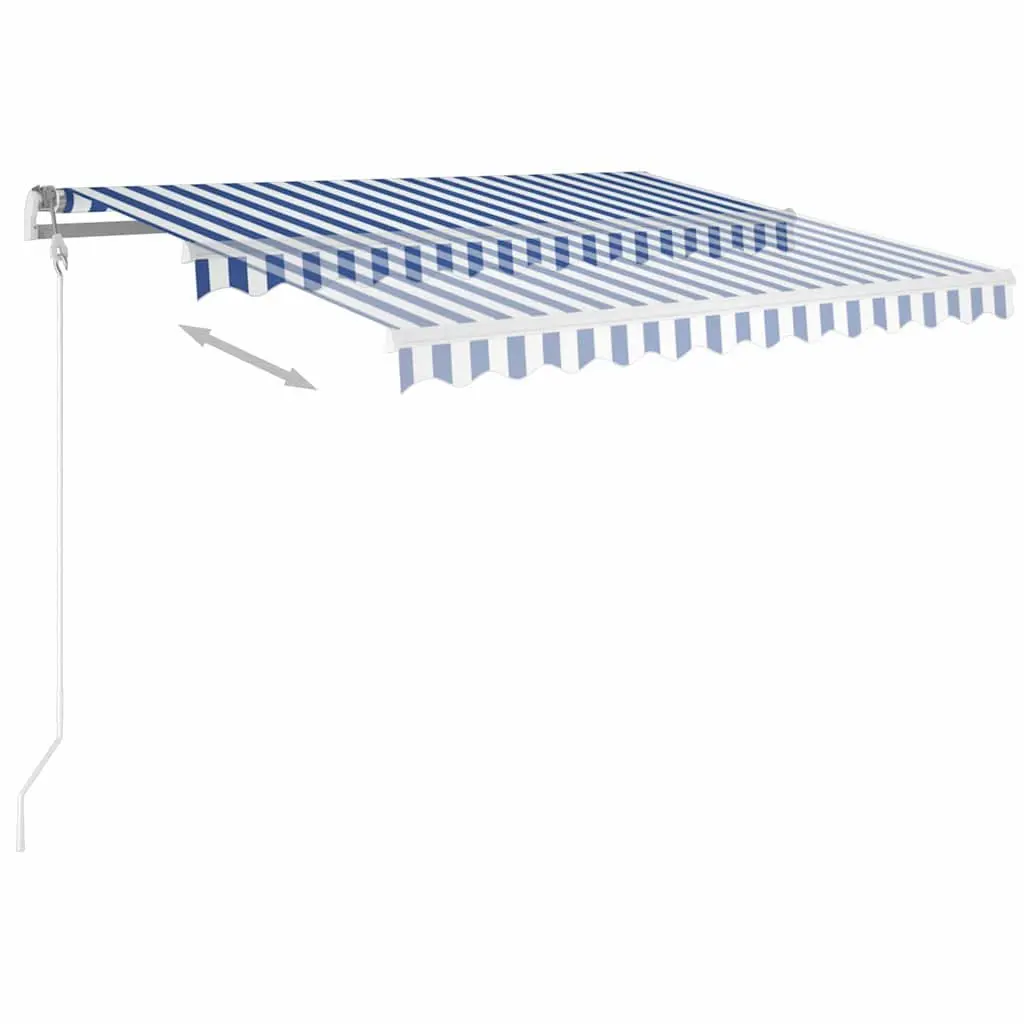 Manual Retractable Awning Sun Shade 3x2.5m Blue White Outdoor