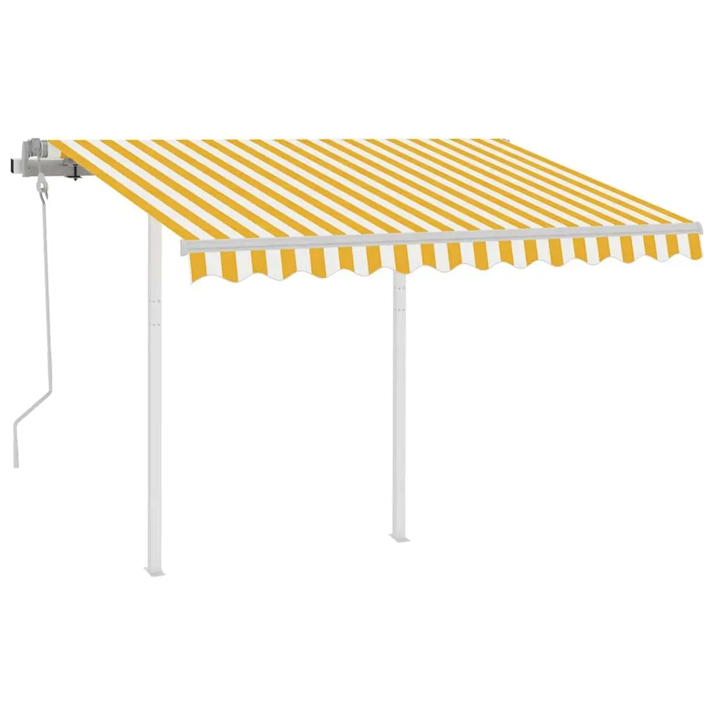 Manual Retractable Awning Shade 3x2.5m Yellow White