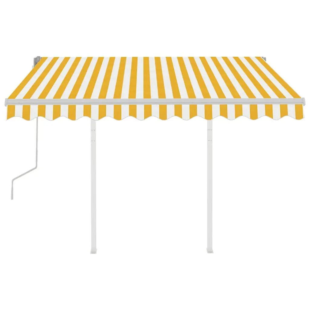Manual Retractable Awning Shade 3x2.5m Yellow White