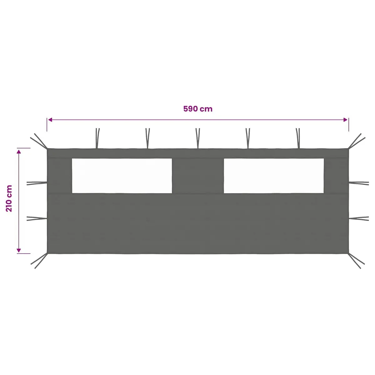 Gazebo Sidewall with Window 6x2 m Anthracite Outdoor Party Tent Panel