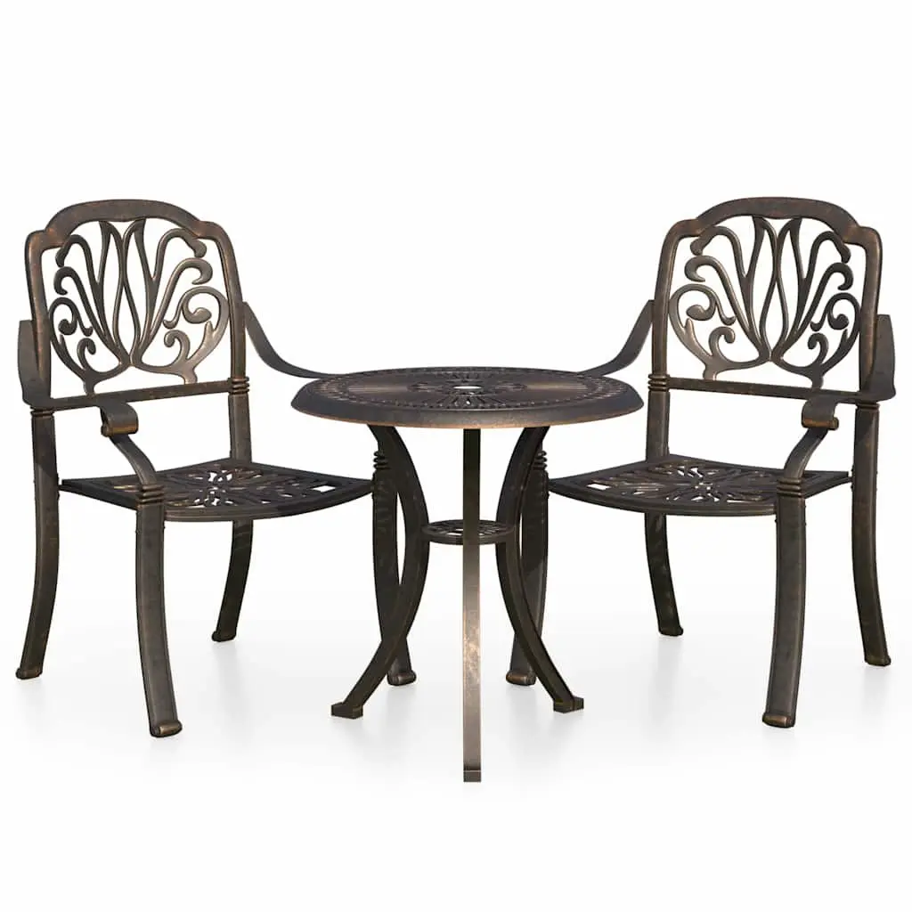 3 Piece Bistro Set Outdoor Garden Furniture Table Chairs Patio Seating Brown