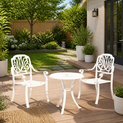Practical White Bistro Set for Outdoor Comfort