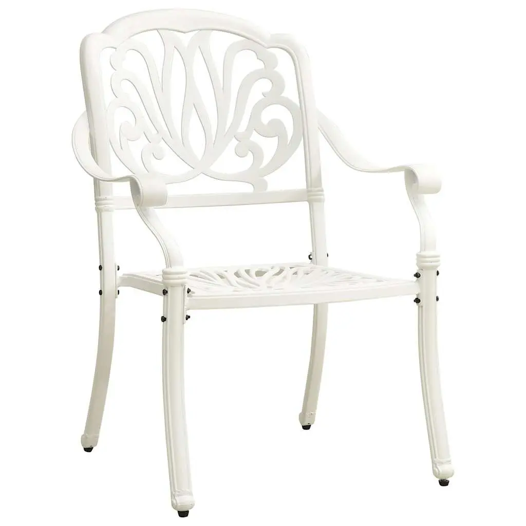3 Piece Bistro Set Outdoor Garden Furniture Cast Aluminium White Chairs Table