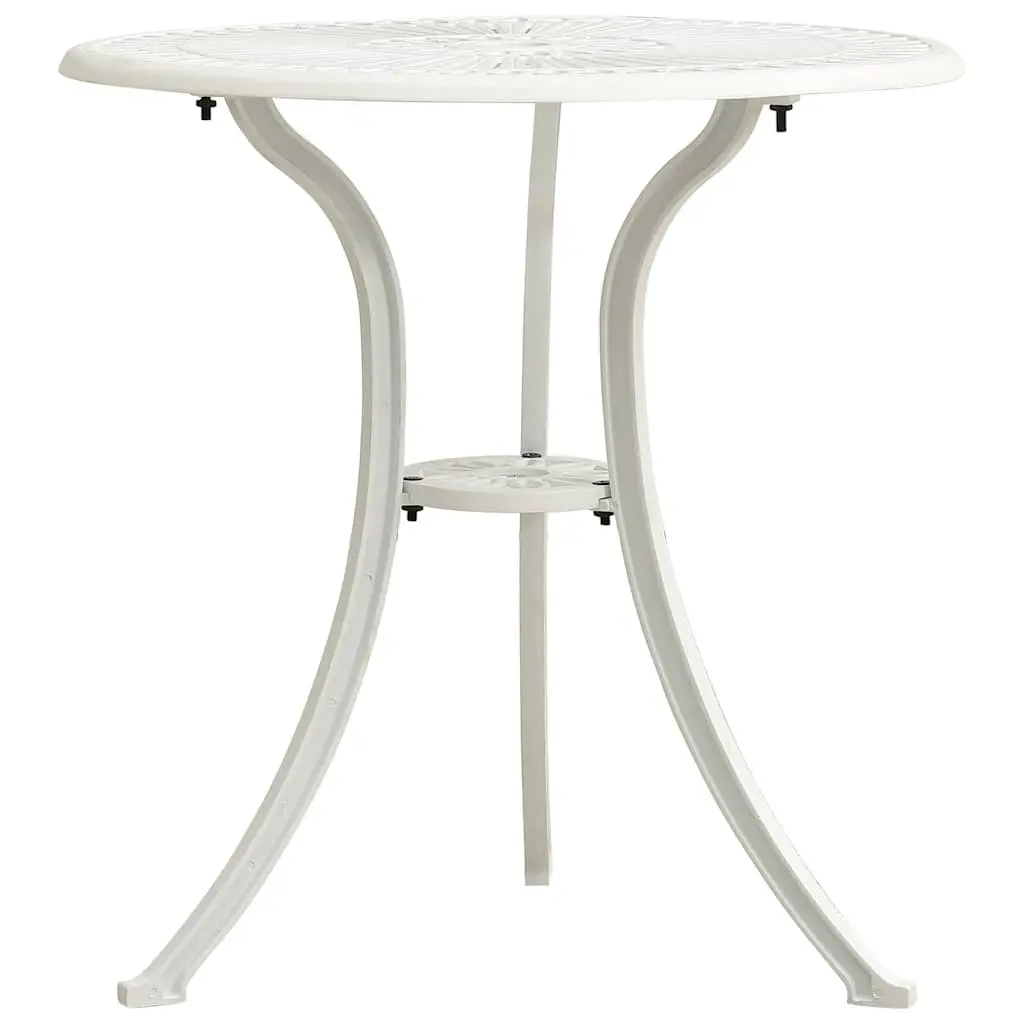 3 Piece Bistro Set Outdoor Garden Furniture Cast Aluminium White Chairs Table