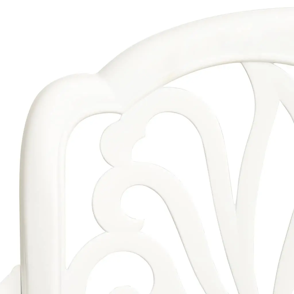 Outdoor Bistro Set 3 Piece Cast Aluminium White Garden Patio Table Chairs