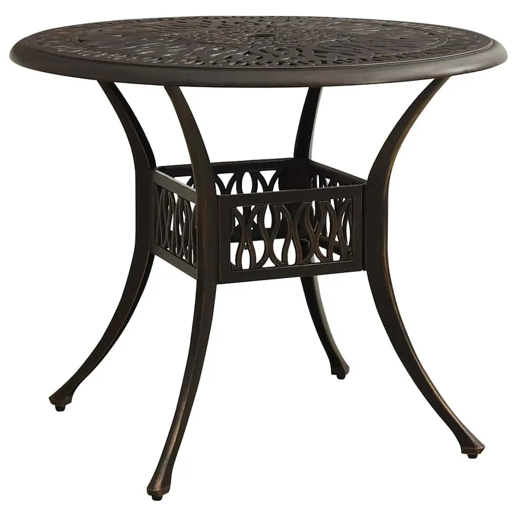 3 Piece Bistro Set Cast Aluminium Outdoor Garden Patio Table Brown Chairs