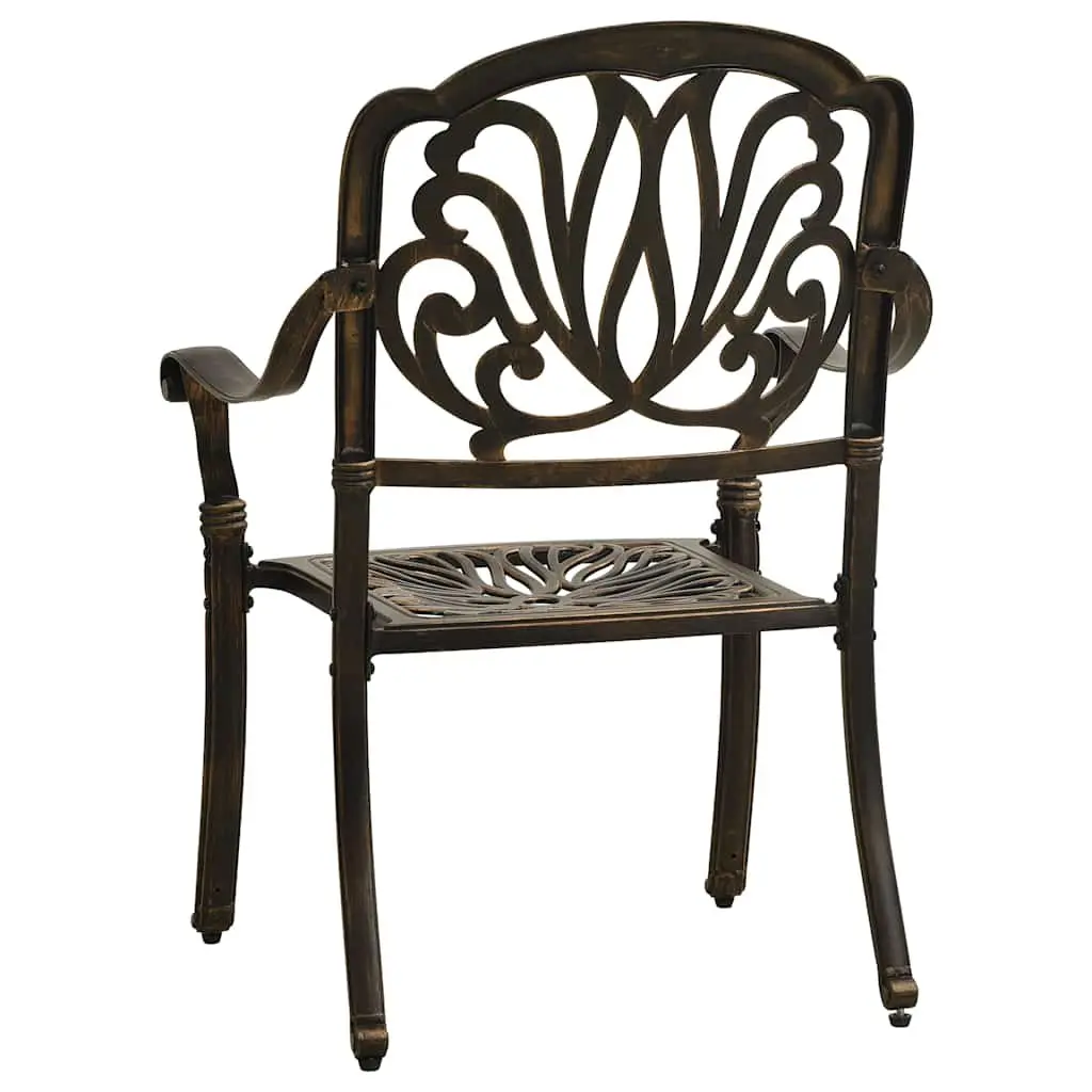 3 Piece Bistro Set Cast Aluminium Outdoor Garden Patio Table Brown Chairs
