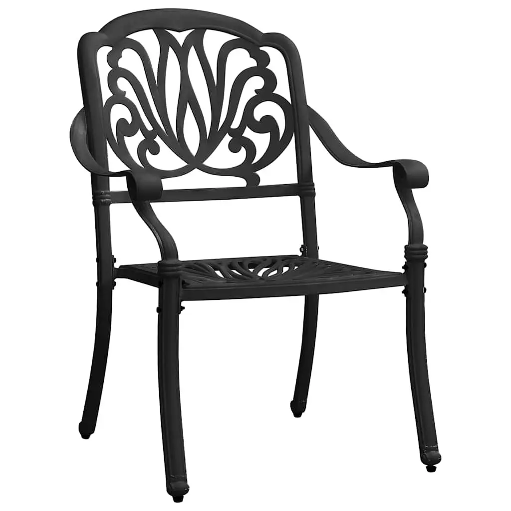 Outdoor Bistro Set 3 Piece Black Cast Aluminium Garden Furniture Patio Table