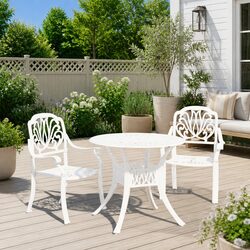 Reliable 3-Piece White Bistro Set for Outdoor Spaces