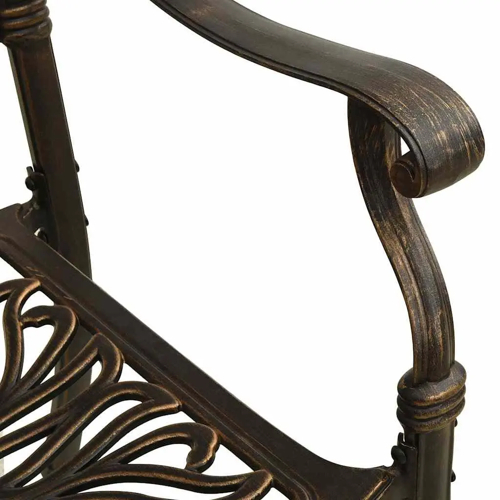 3 Piece Bistro Set Outdoor Garden Furniture Cast Aluminium Table Chairs Brown