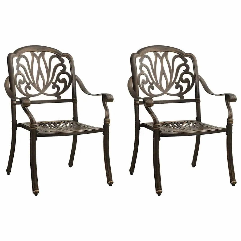 3 Piece Bistro Set Outdoor Garden Furniture Cast Aluminium Table Chairs Brown