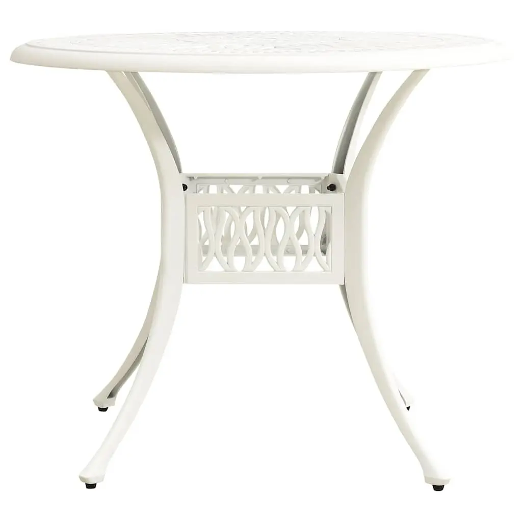3 Piece Bistro Set Outdoor Furniture Coffee Table Chairs Cast Aluminium White