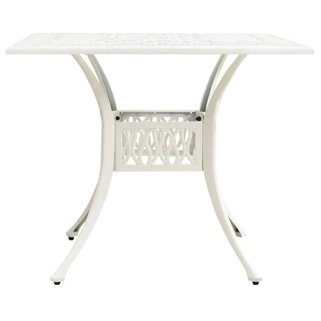 3 Piece Outdoor Bistro Set Cast Aluminium White Chairs Table Umbrella Hole