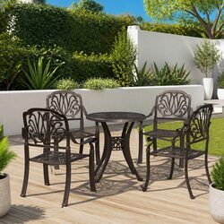 5 Piece Durable Cast Aluminium Bistro Set for Comfort