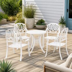 Practical White 5-Piece Bistro Set for Your Garden