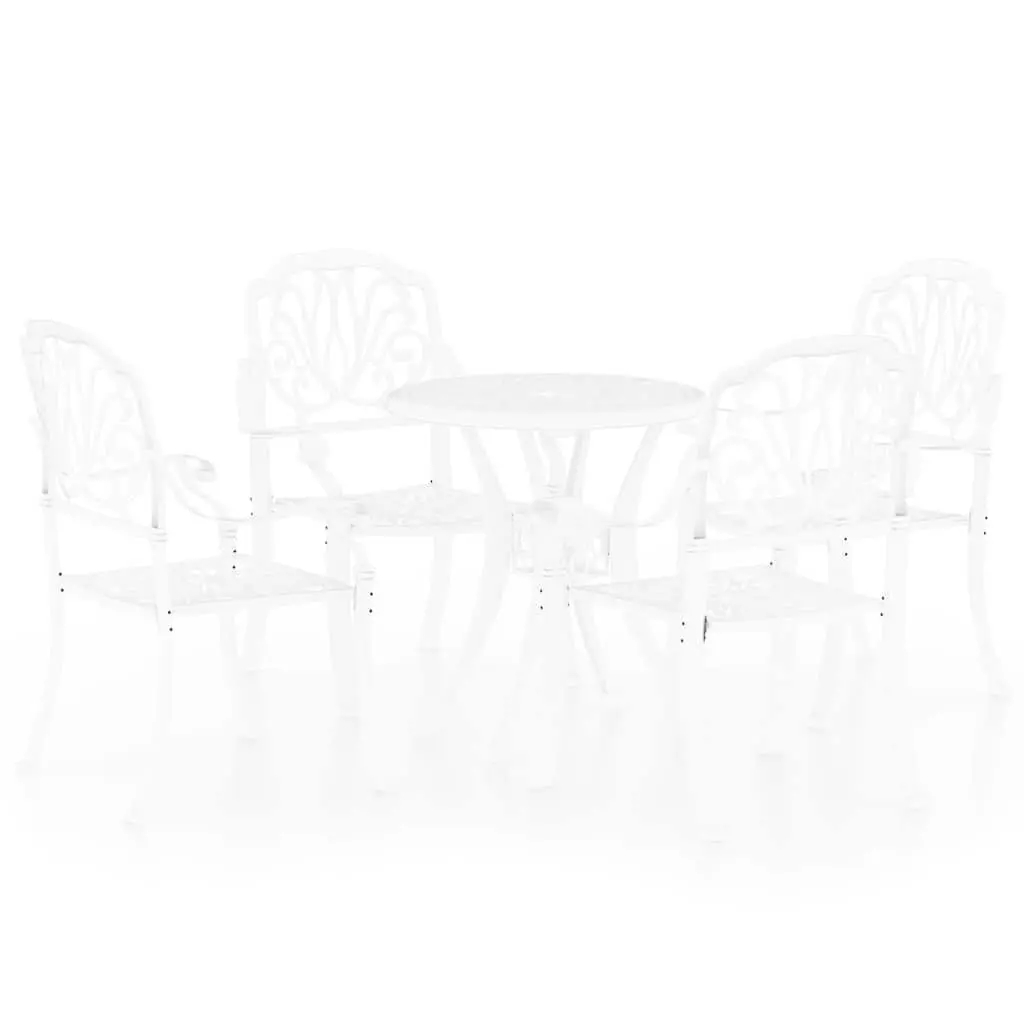 5 Piece Outdoor Bistro Set Cast Aluminium White Garden Patio Furniture Table