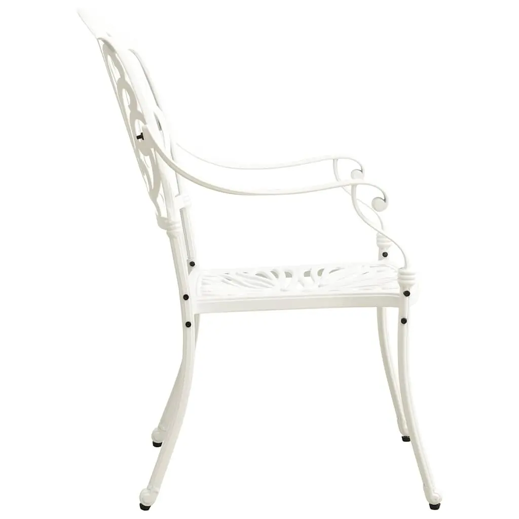 5 Piece Outdoor Bistro Set Cast Aluminium White Garden Patio Furniture Table