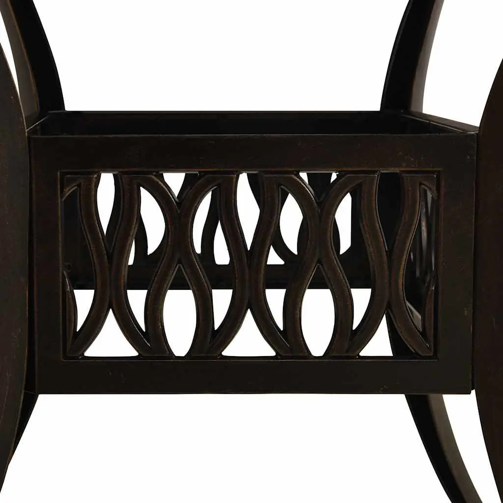 5 Piece Outdoor Bistro Set Cast Aluminium Brown Patio Furniture Table Chairs