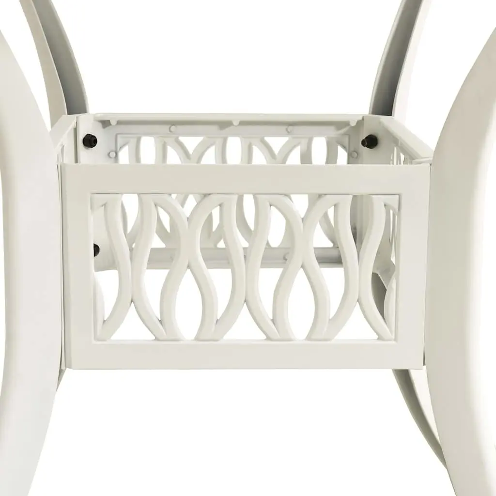 5 Piece Outdoor Bistro Set Cast Aluminium White Patio Furniture Table Chairs