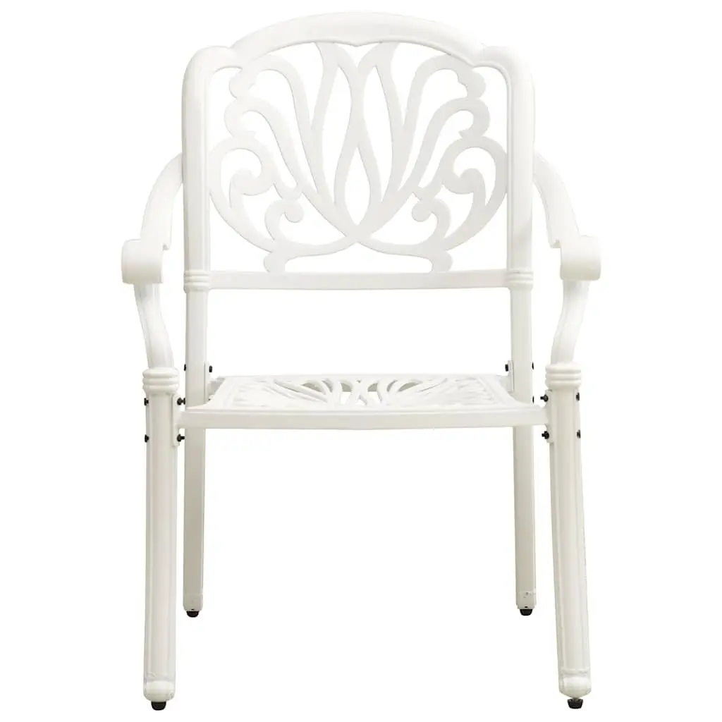 5 Piece Outdoor Bistro Set Cast Aluminium White Patio Furniture Table Chairs