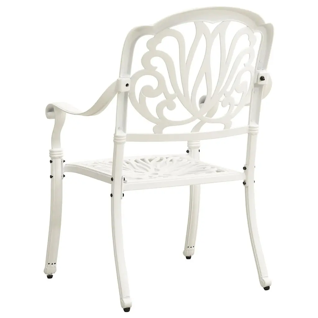 5 Piece Outdoor Bistro Set Cast Aluminium White Patio Furniture Table Chairs