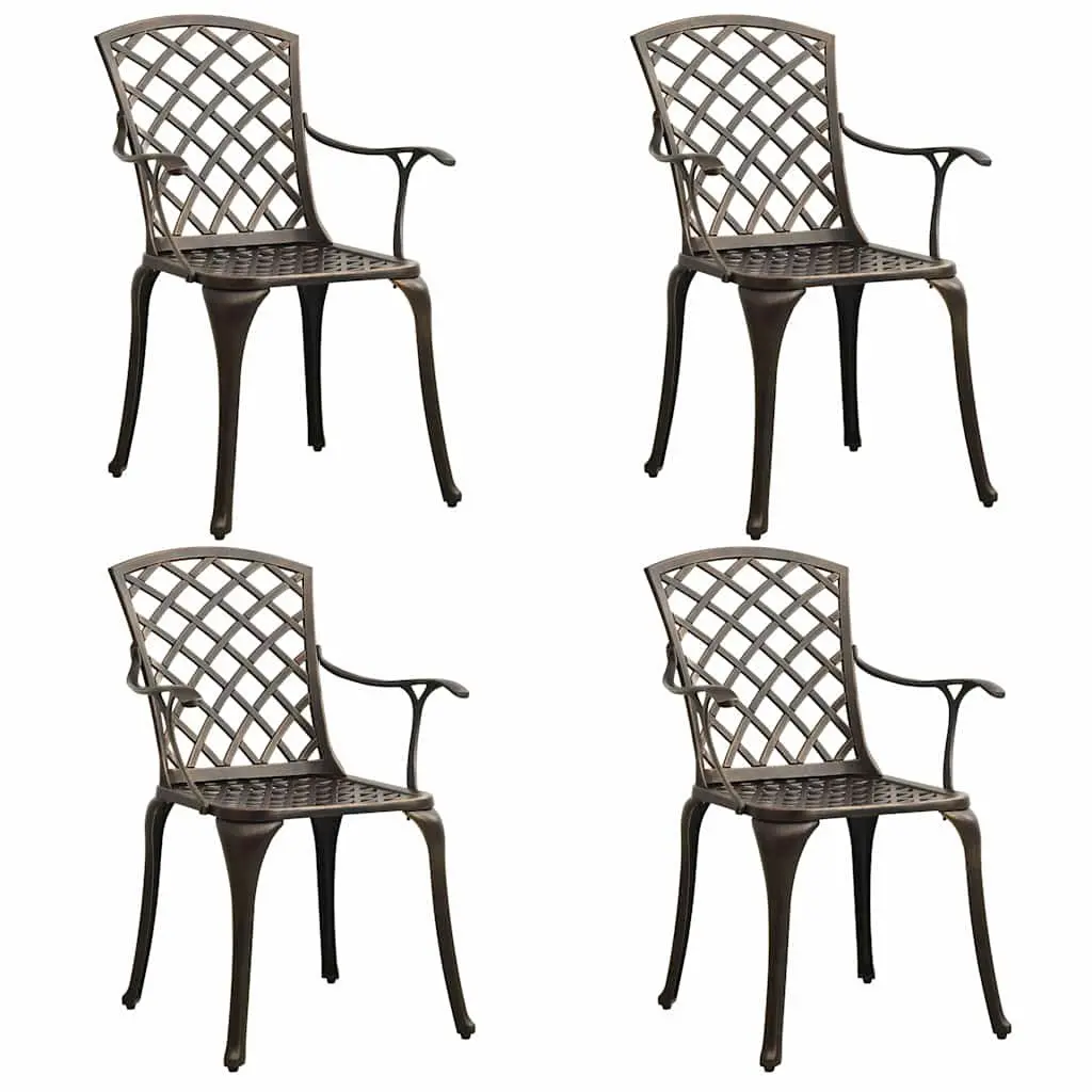 5 Piece Bistro Set Outdoor Dining Cast Aluminium Brown