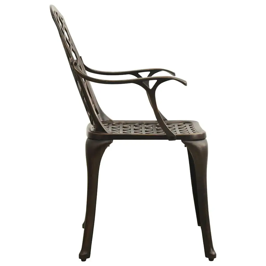 5 Piece Bistro Set Outdoor Dining Cast Aluminium Brown
