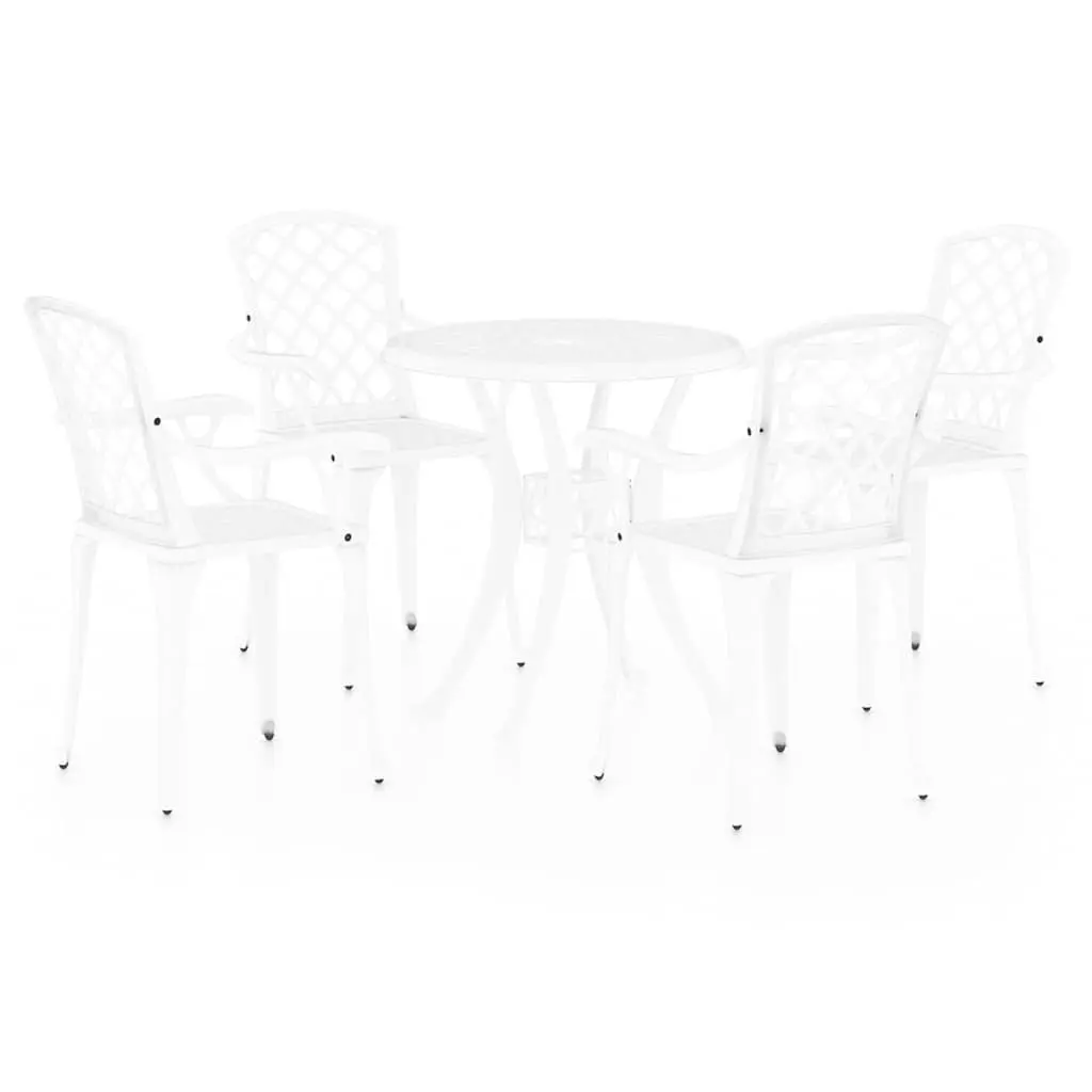 5 Piece Bistro Set Outdoor Dining Chairs Table Cast Aluminium White