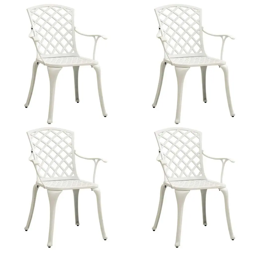 5 Piece Bistro Set Outdoor Dining Chairs Table Cast Aluminium White