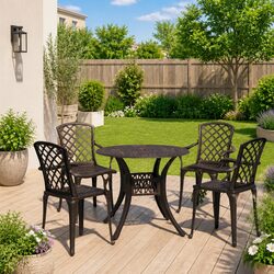 Value-Driven 5-Piece Cast Aluminium Bistro Set for Outdoors
